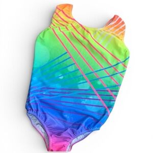 Bright Rainbow Sparkle Gymnastics Leotard Girls Size 170 (12–14) Dance/Practice